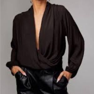 Chic Black Wrap Blouse